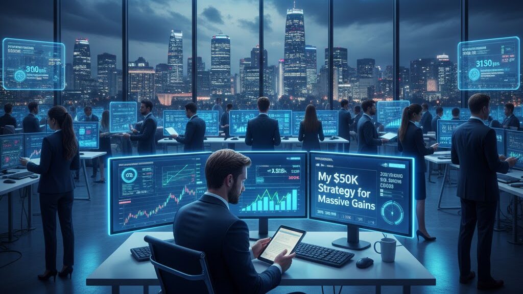 A high-tech financial trading room in Seoul showing KOSPI 2026 reaching 3150 points with a 12.98 percent growth rate on digital dashboard screens.